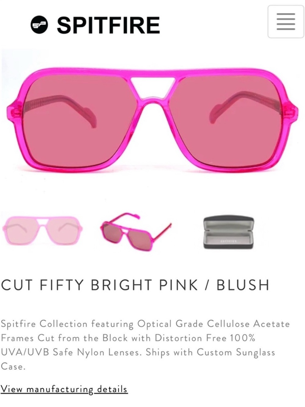 Spitfire Cut Fifty Sunglasses — Bright Pink / Blush